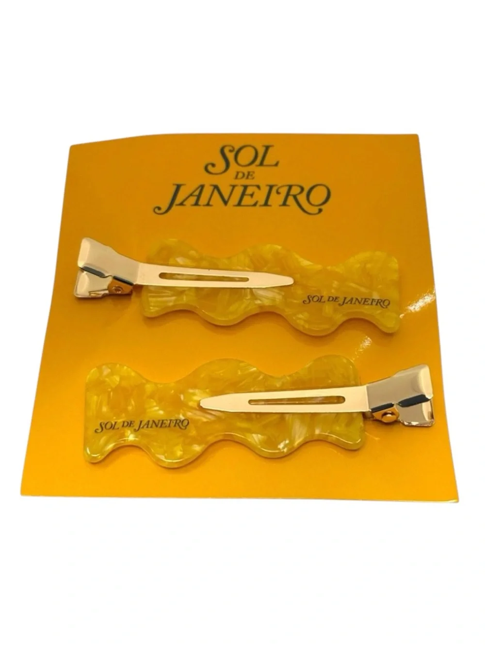 new Sol de Janeiro ☀︎︎ Ltd Ed Hair Clips Barrettes ☀︎︎ Set of 2 ☀︎︎ Gold Resin
